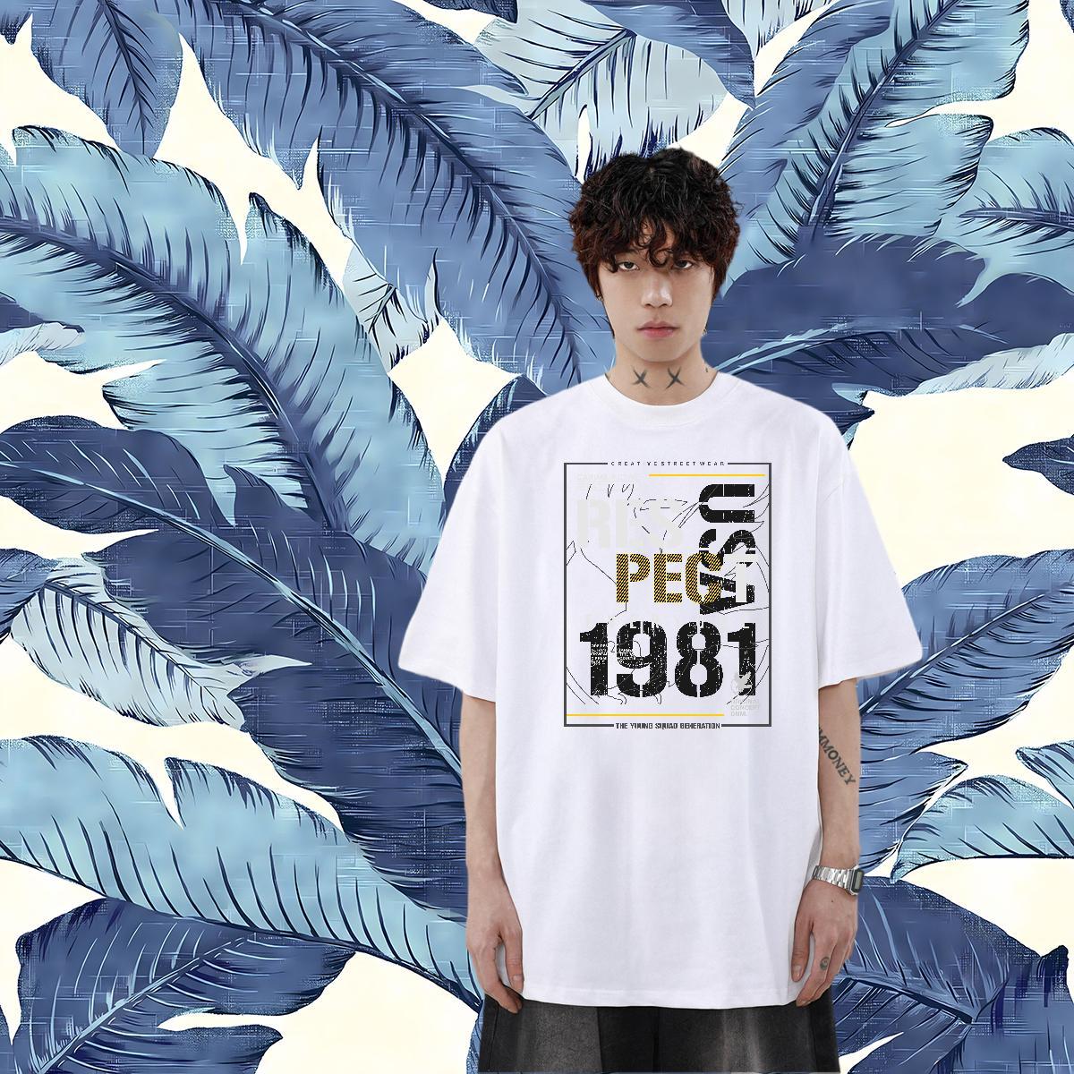Fashion Design T shirt letter Wear 230g 100% Cotton Casual Daily Wear Wholesale Anime Print Short Sleeve O-Neck Men Tees