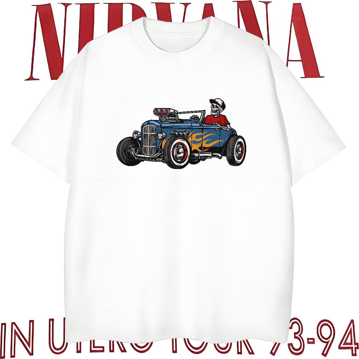 Fashion Casual T shirt skull Tops 230g Pure Cotton Street Brand Oversized 3XL 4XL Breathable Short Sleeve Men Clothes T-Shirt