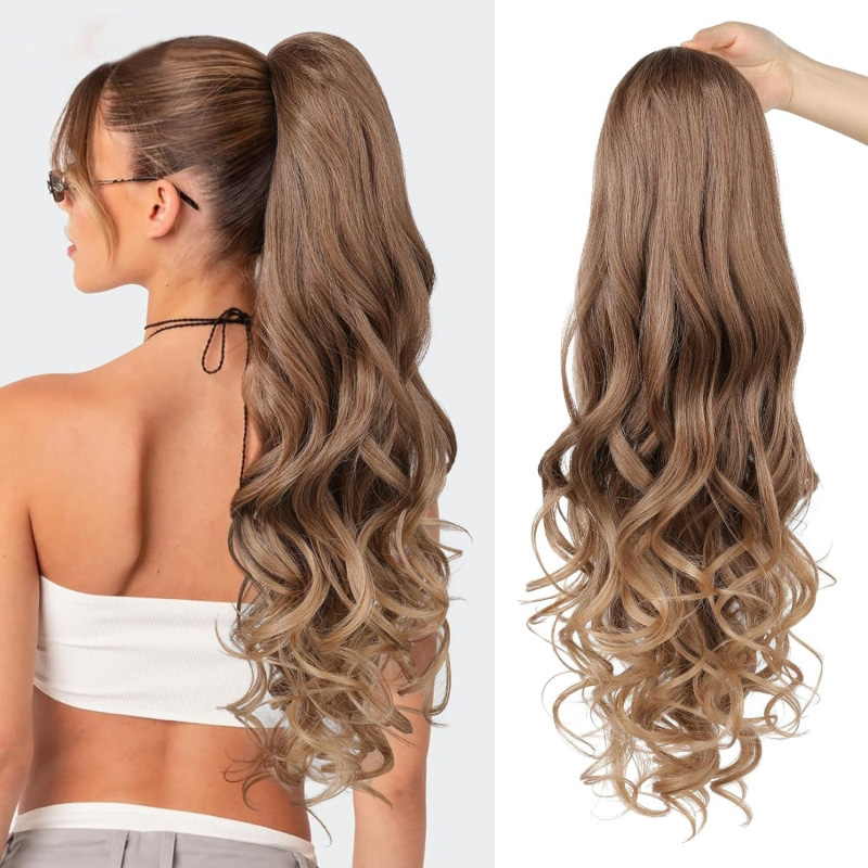 Ponytails Synthetic Hair Drawstring Ponytail Curly Wavy High Temperature Fiber 26inch Hair Extensions 4H27D# 8/33A# T2/1001#