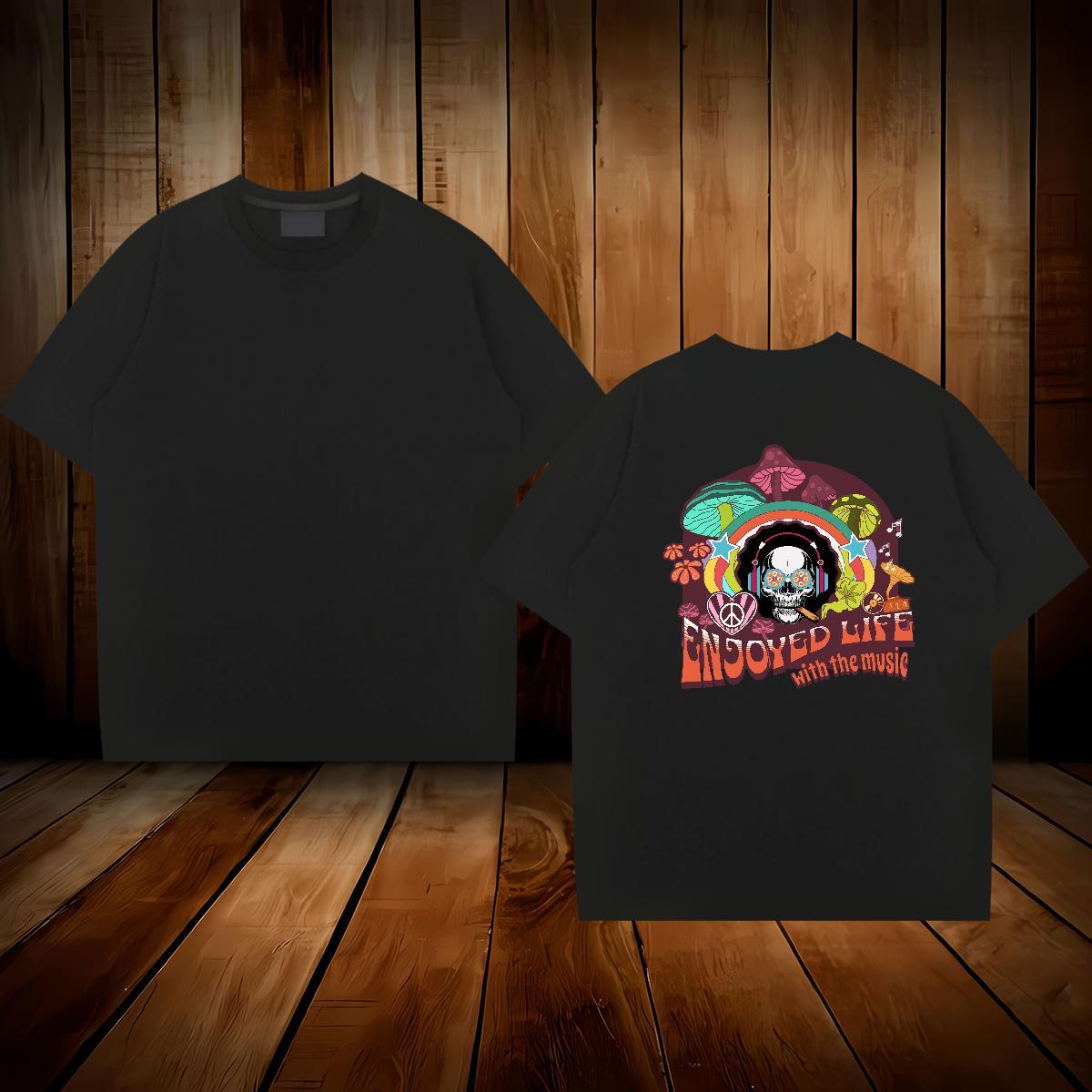 Designer T-Shirts skull Tops 100% Cotton 230g High Street Hip Hop Brand Custom Printing Breathable Short Sleeve Men Tshirts