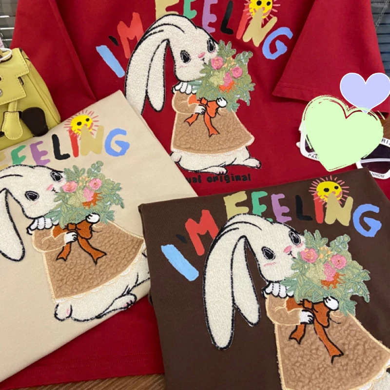 Bow Embroidery Beading Plus Size Cotton T-shirt Harajuku Aesthetic Arts Y2k Female Tops Summer Streetwear Lady Tees 240807