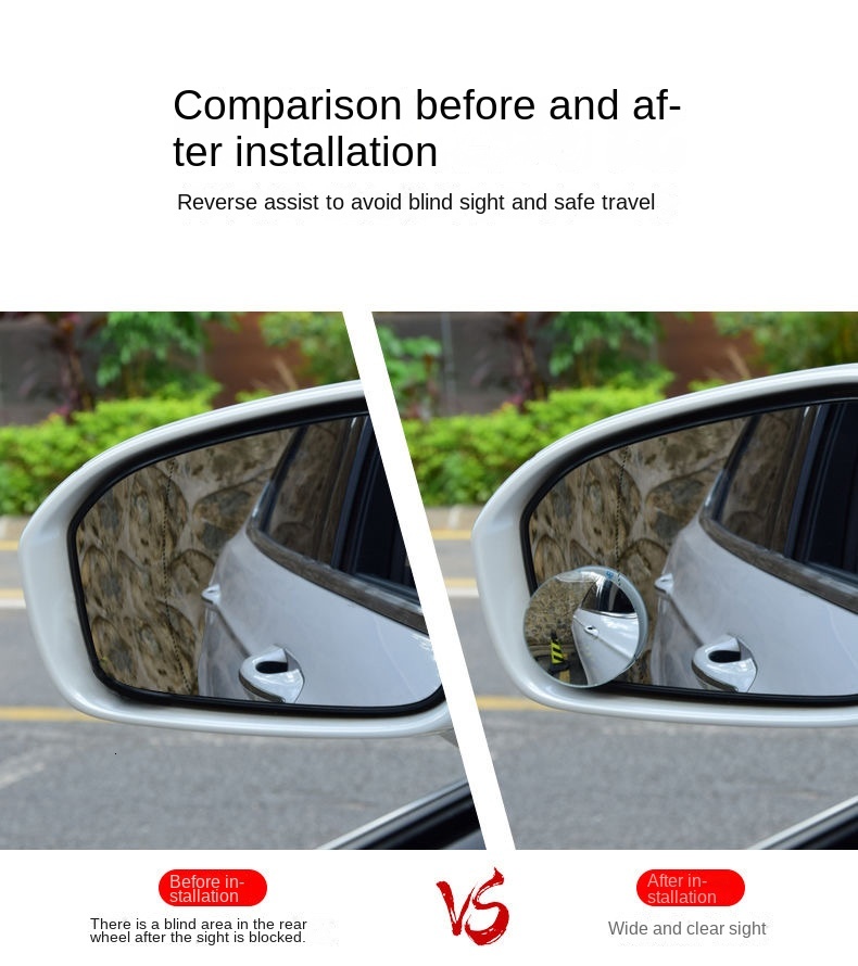 New Blind Spot Rear View Wide Angle 360 Degree Adjustable Small Round Car Reverse Auxiliary Rearview Convex Mirror