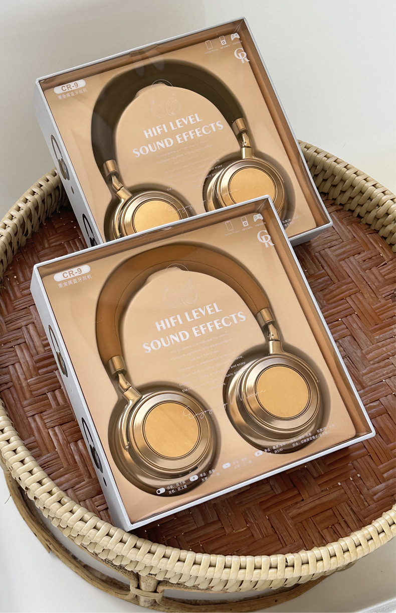 Popular retro head-mounted Bluetooth headphones CR-9 metal 5.4 sports fashion business over-ear sports music headphones