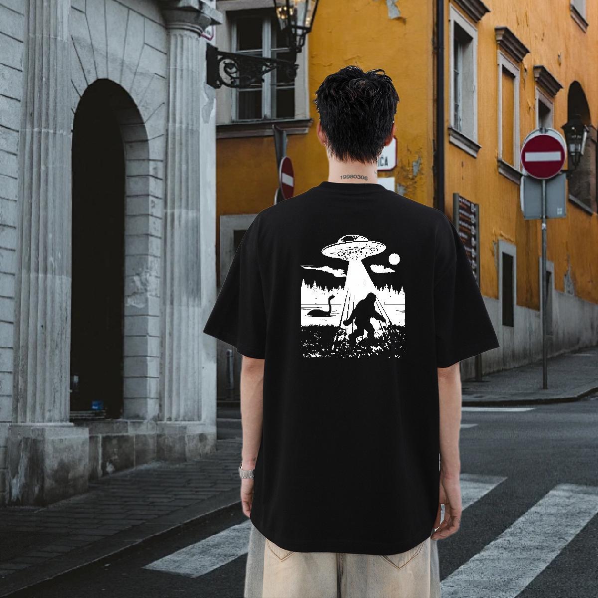 Wholesale T Shirt For Man UFO Tee Shirt 230g 100% Cotton Outdoor Unisex Floral Print Breathable Crew Neck Mens Tshirts