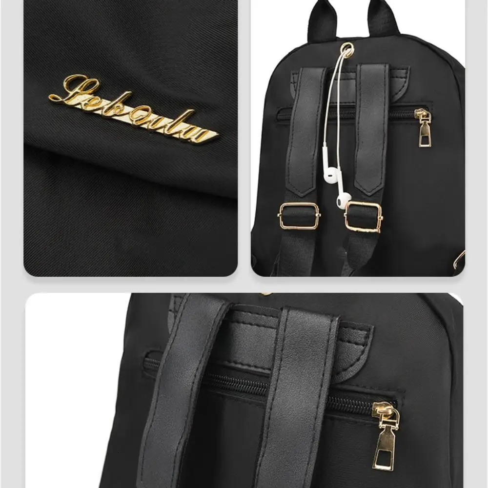 Simple Black Large Capacity Backpack Womens Travel Bag Solid Harajuku Student Oxford Unisex 240807