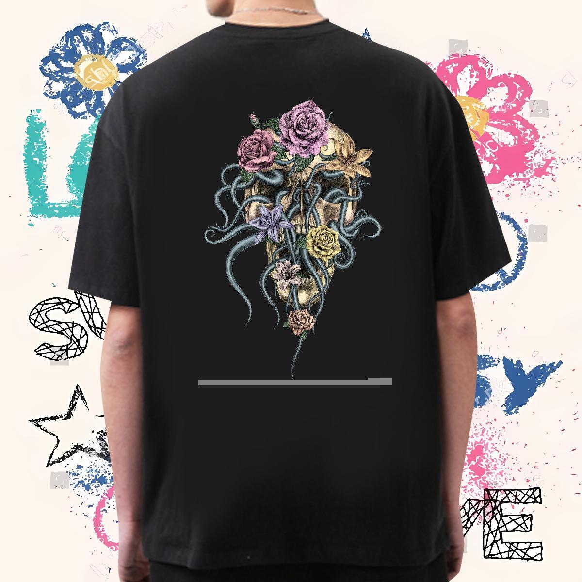 DIY Customized T Shirt For Man flower Tee Shirt 230g Pure Cotton Sports Casual TOP Quality DIY Logo Oversized Breathable Mens Tshirts