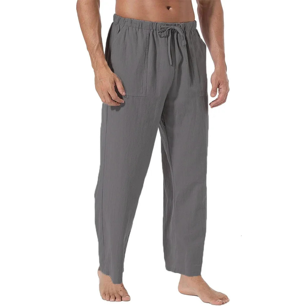 King Billion Large Size Pants Men Straight Cotton Linen Trousers Long Loose Casual Baggy Arrival 240806