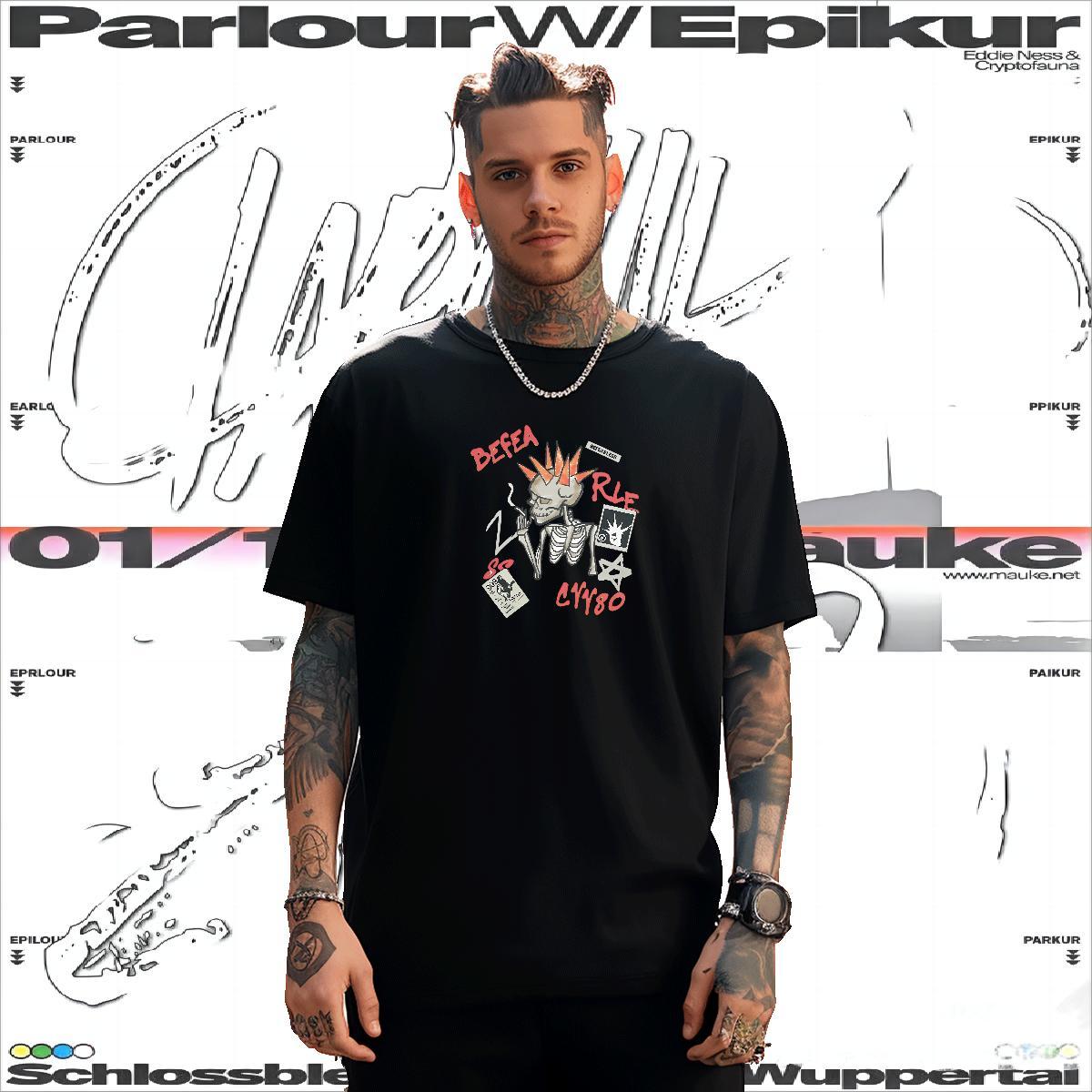 Fashion Men T Shirts skull Polos 100% Cotton 230g Anime Printing Street Brand Cartoon Printing L-4XL O-Neck Short Sleeve Men Clothes T-Shirt
