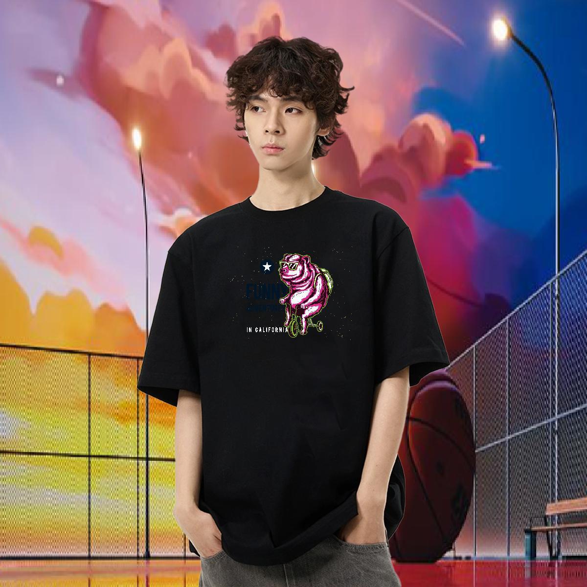 Custom T-Shirts ET Tops Shirt 230g 100% Cotton Summer Casual Unisex Cartoon Print Breathable Short Sleeve Mens Tshirts