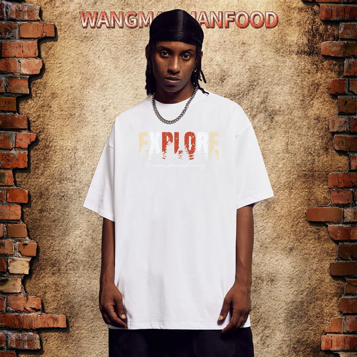 Wholesale T Shirts Men letter Polos 100% Cotton 230g Casual Soft Black Oversized O Neck Short Sleeves Men Tops Tees