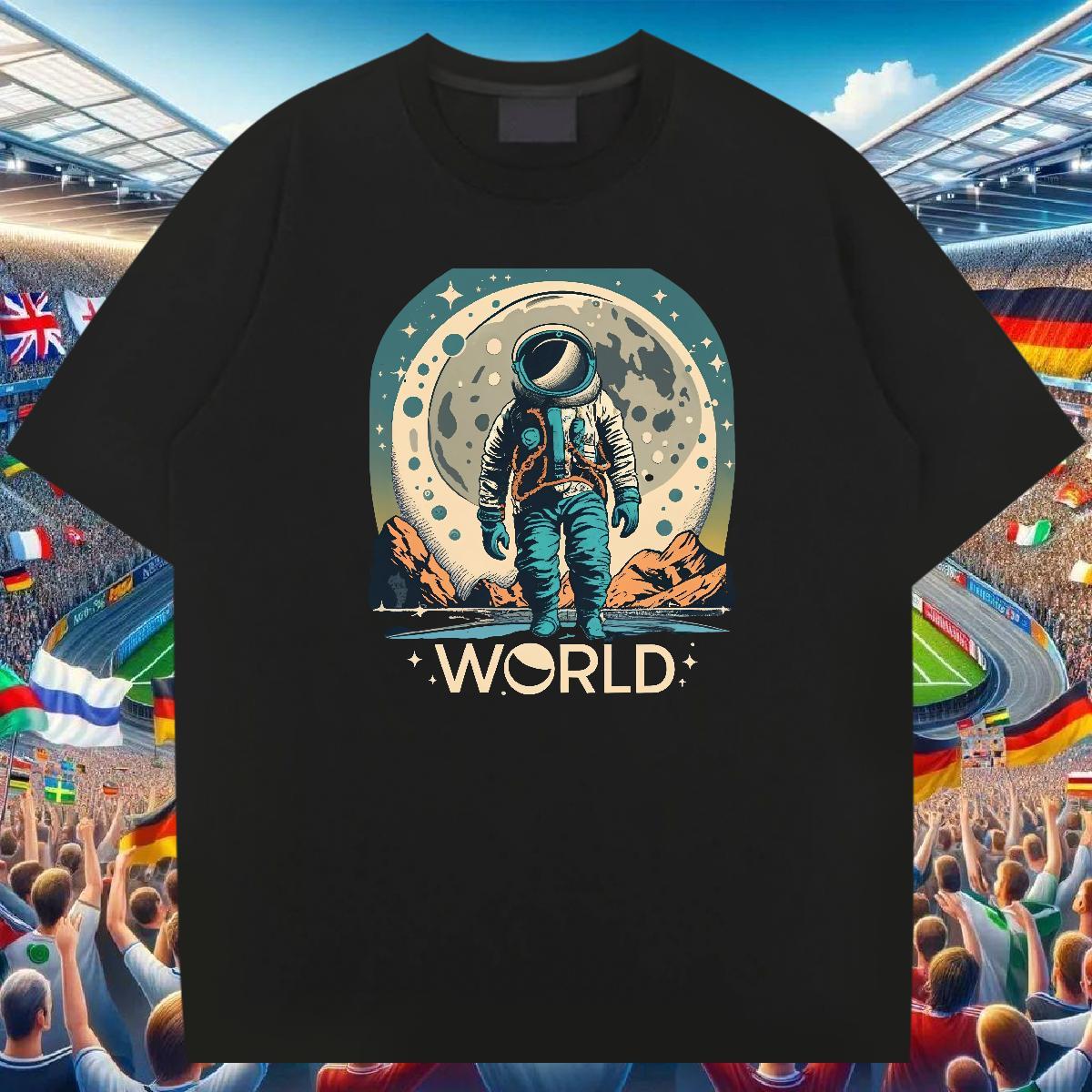Free Shipping T-Shirts for Men spaceman Tops Shirt 230g 100% Cotton Street wear Hip Hop Wholesale Custom Printed Pure Cotton Tshirts