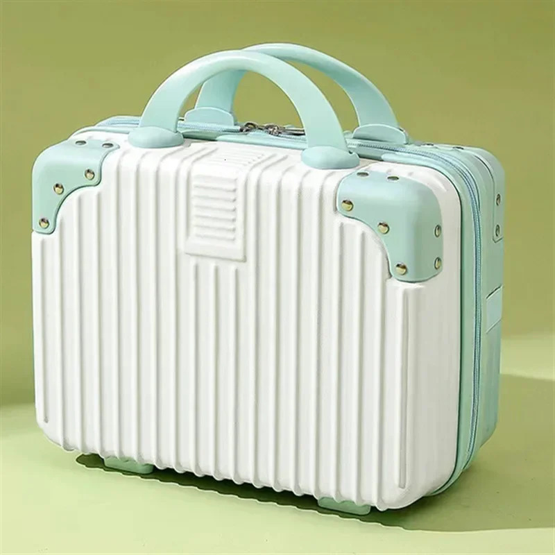 Retro Cosmetic Case 14-Inch Mini Portable Box Small Luggage Hand Gift Storage Cosmetic Bag Small Password Box 240807