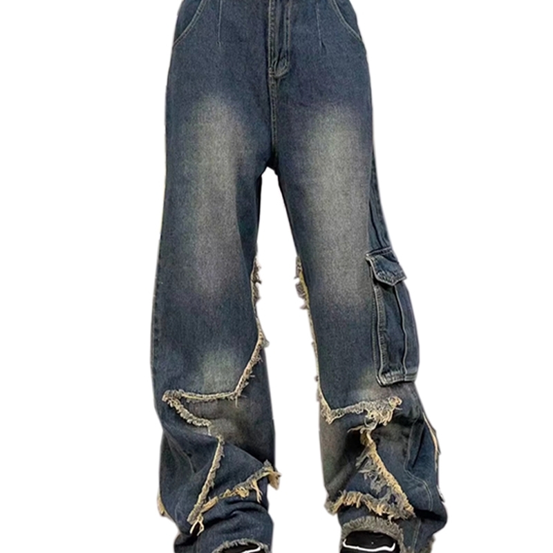 Womens Y2k Cargo Jeans Baggy Harajuku 90s Aesthetic Star Denim Trousers Vintage Jean Pants Japanese 2000s Style Trashy Clothes 240806