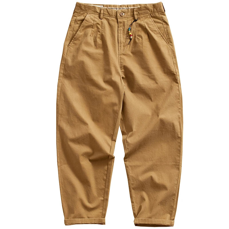 Fashion Cargo Pants Men Clothing Retro Simple Casual Wear Stretched Loose Oversized Tooling Trousers Washed Woven Twill 240806