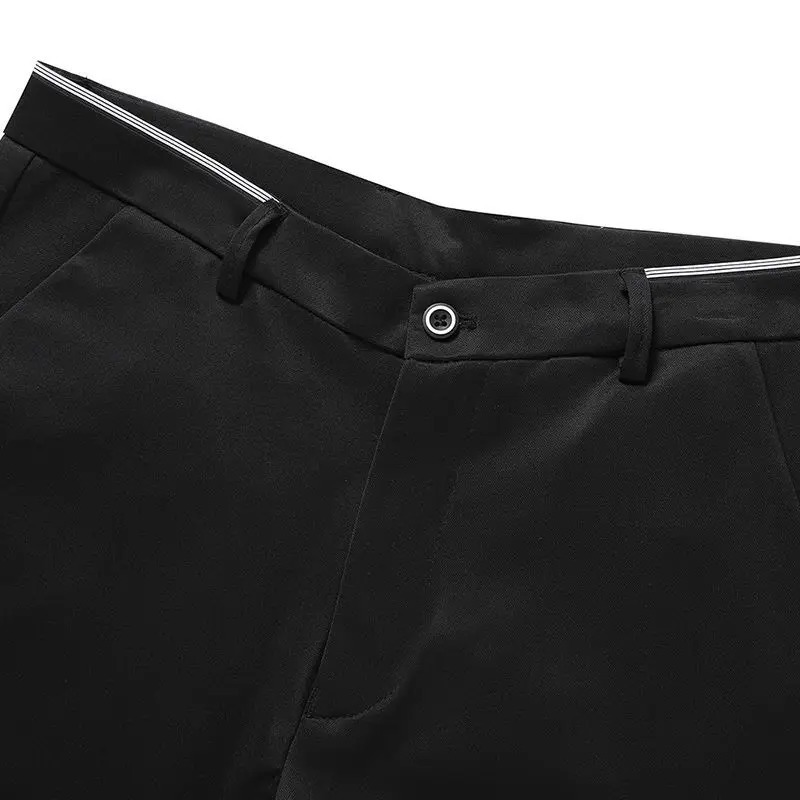Black Suit Pants for Mens Fashion Business Casual Male Formal Dress Elastic Straight Office Man Navy Blue 240806