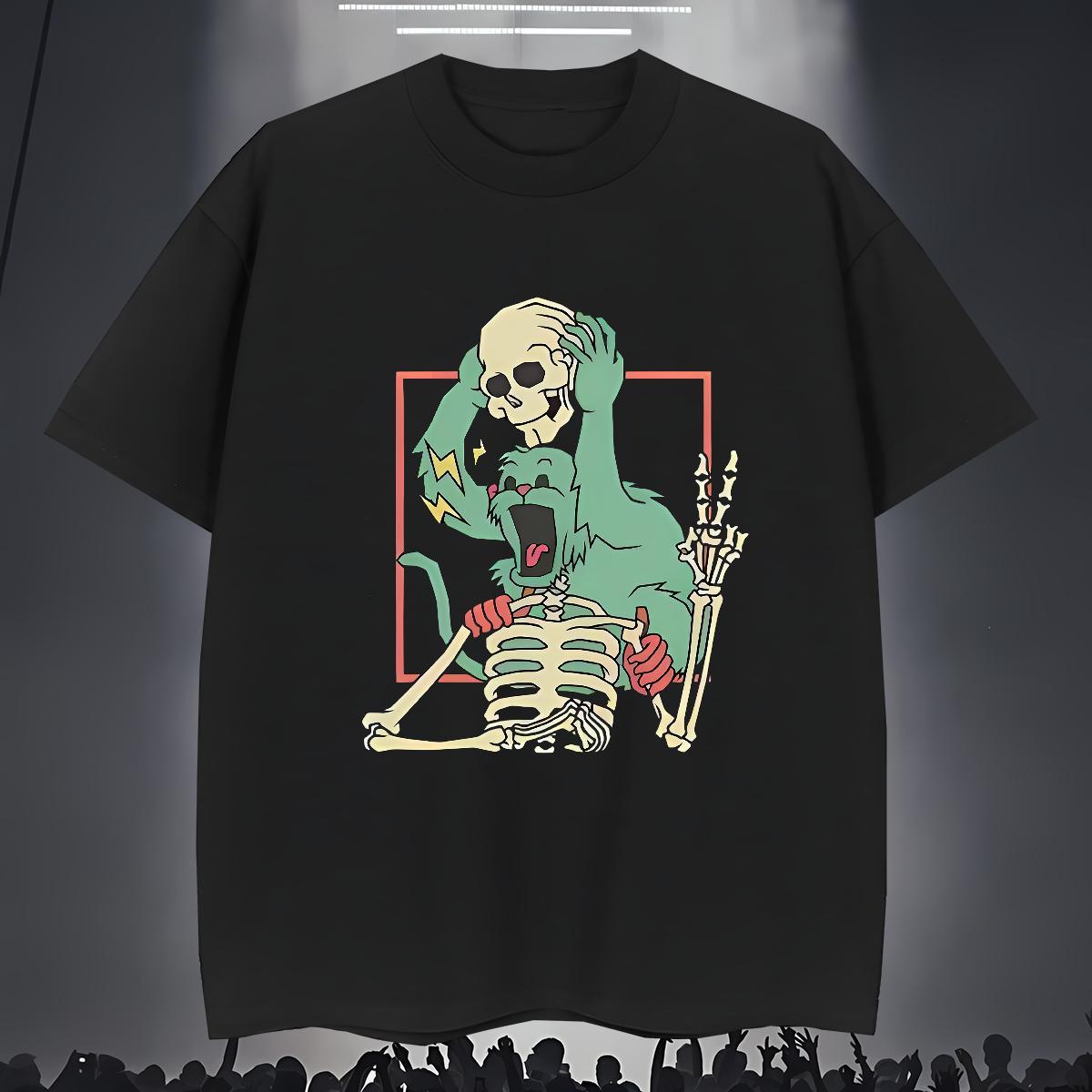 Customized Men T Shirts skull Tees 230g 100% Cotton Spring Summer Popular Custom Printed Round Neck Short Sleeve Tshirts