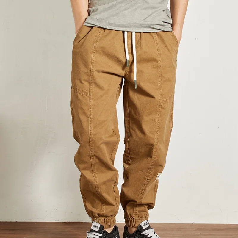 Overalls men fit patchwork American functional leg casual pants pure cotton wash loose fashion 240806