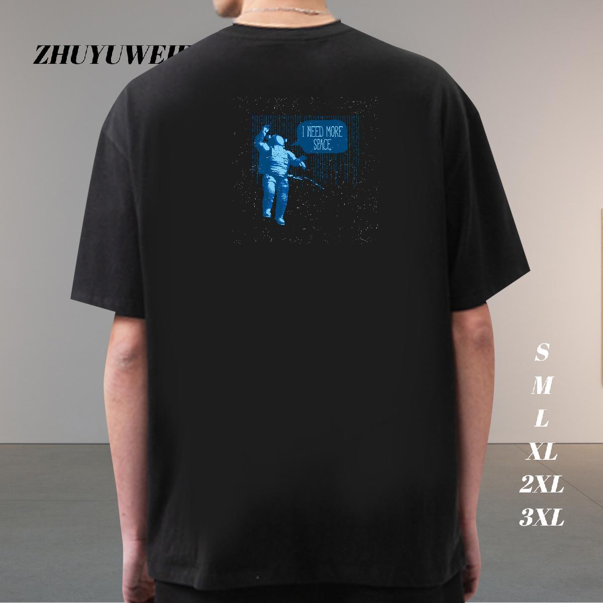 Classic Casual T shirt spaceman Tee Shirt 100% Cotton 230g Hip Hop Cool Anime Short Sleeve O-Neck Men Clothes T-Shirt