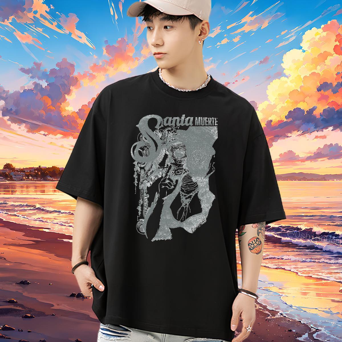 Designer Fashion T Shirts Men portrait Clothings 230g Pure Cotton High Street Hip Hop Popular Custom Printed O Neck Short Sleeves Tshirts