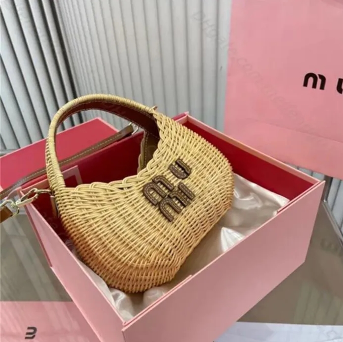 Luxury Designer Fashion Beach Bags Womens Shoulder Bag Personality Straw Women Totes Handbags Rattan Shopping Bags crossbody bag crochet plaited bow basket purses