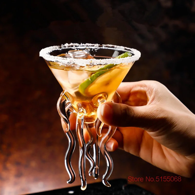 and fun 3D octopus tentacles molecular smoking cocktail glass jellyfish wine party Martini glass champagne coupe drink glass 240806