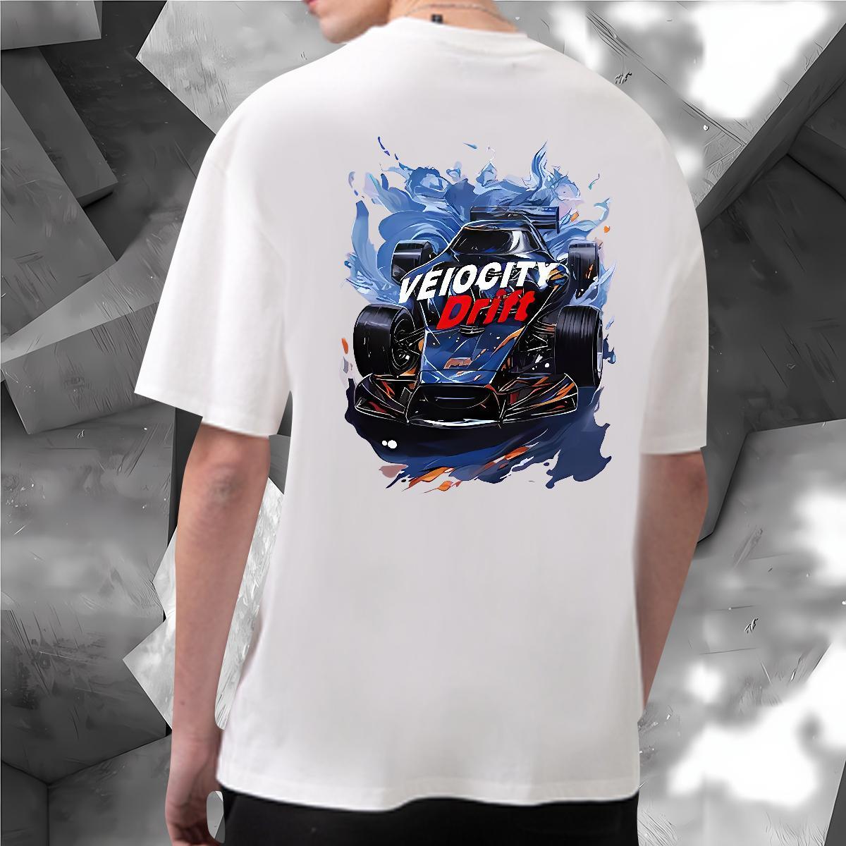 2024 Summer T Shirts Men car Tops 230g 100% Cotton Beach Brand Custom Print Plus Size Breathable Crew Neck Tshirts