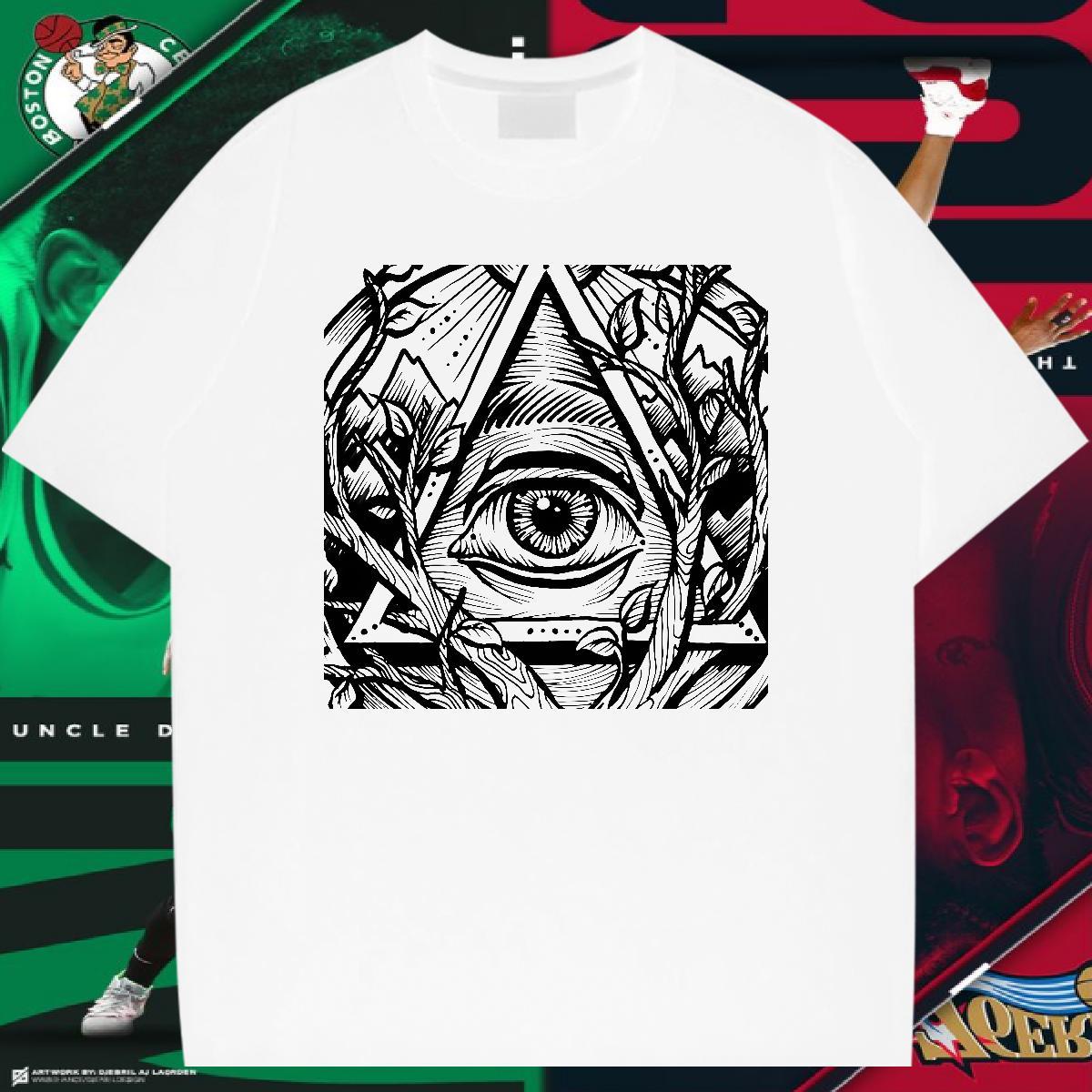2024 Summer T-Shirts for Men eye of the devil Tees 230g 100% Cotton Spring Summer Wholesale Custom Anime Short Sleeve Soft Mens Tshirts