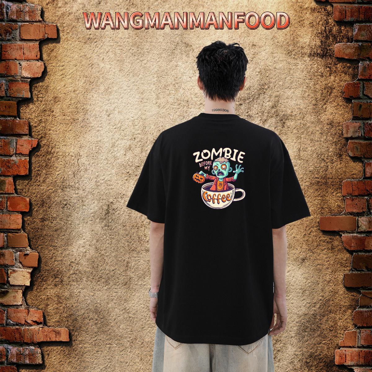 2024 New T Shirt For Man skull Tops Shirt 230g Pure Cotton Anime Printing Street Loose Custom Printing O Neck Short Sleeves Men Tees