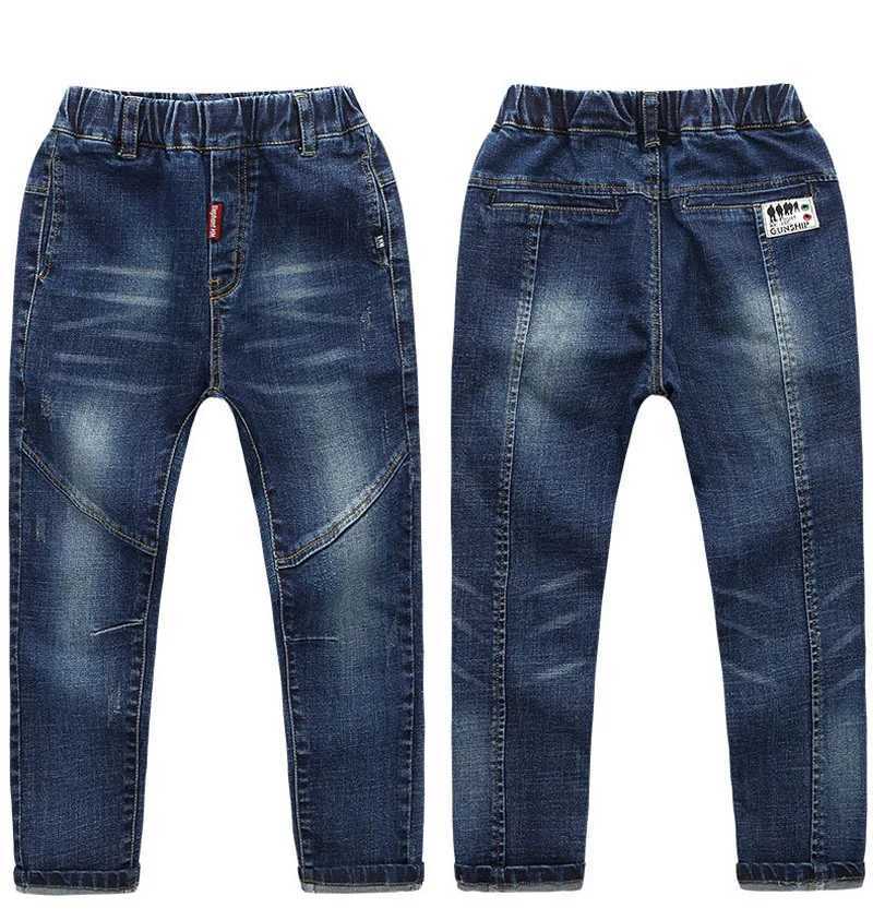 Jeans New Kids Jeans Young Boy Casual Trousers Baby Boys Cowboy Pant Children Denim Long Pants Elastic Waist Pants 4 6 8 10 11Years