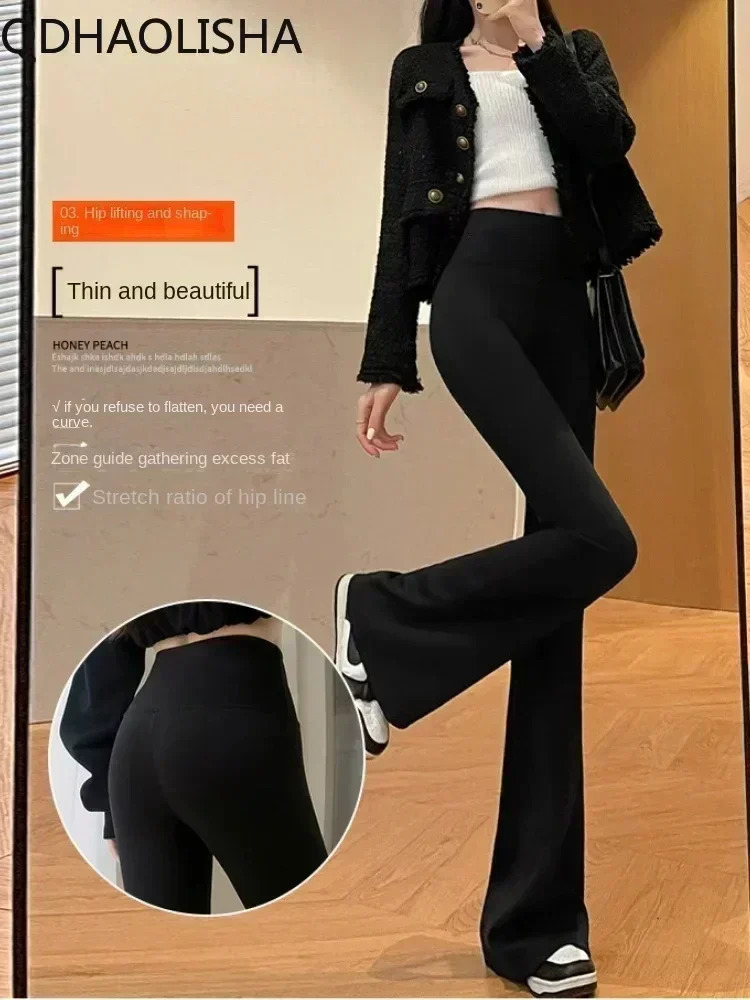 Womens Pants Slim Bell-bottoms High Waist Jeans Autumer Winter Warm Thickened Korean Fashion Y2k Casual Leggings Plush Pants 240807