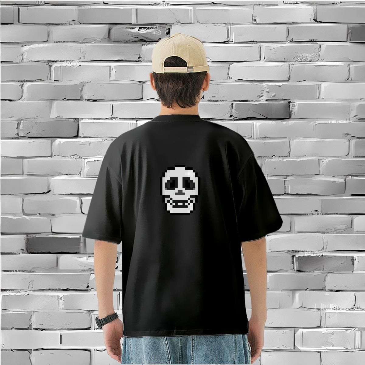 Casual New Man T Shirts skull Tshirts 230g Cotton Home Outdoor Designer Black White Breathable Short Sleeve Men Tops Tees