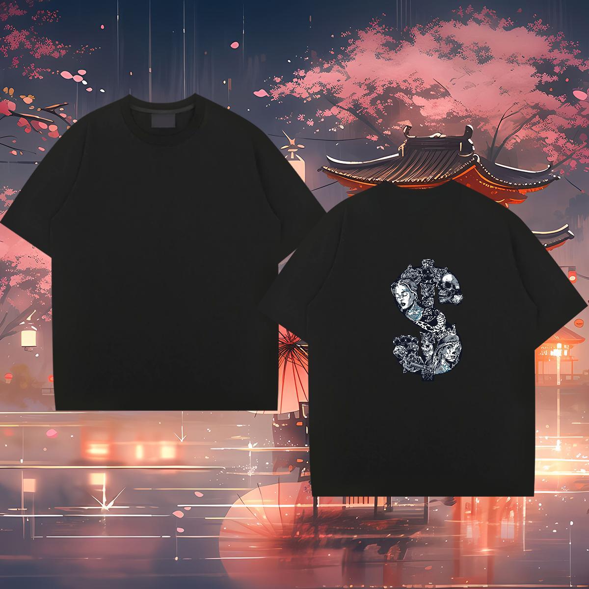 Custom Man T Shirts skull Tshirts 230g Cotton Sports Casual High Quality White Plus Size Breathable Short Sleeve Men Tshirts