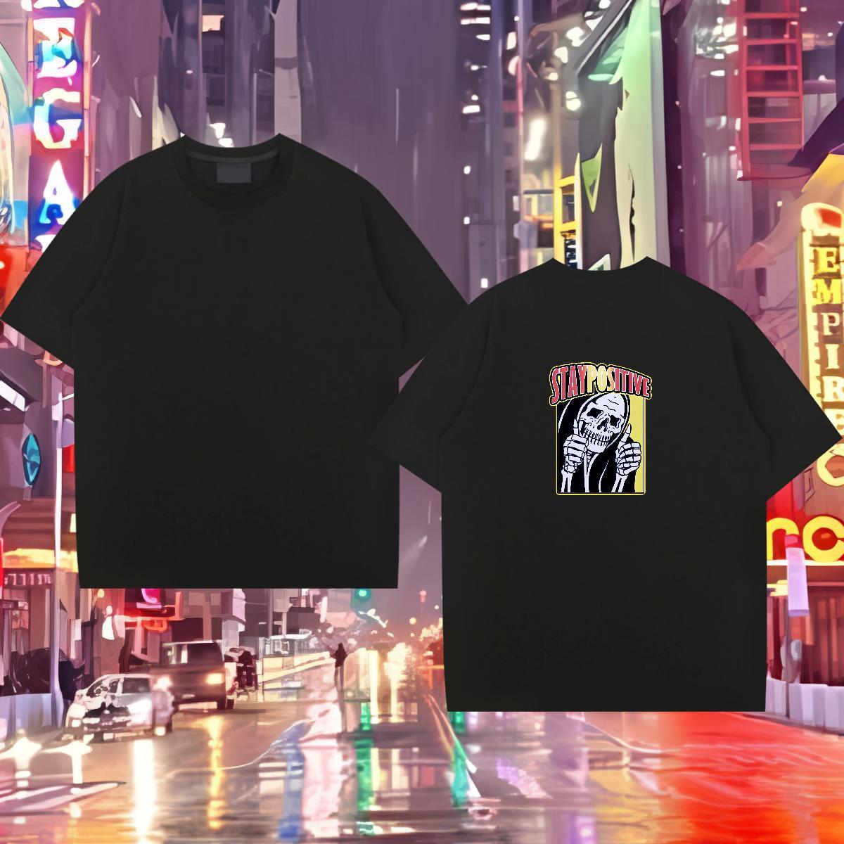 2024 New Man T Shirts skull Wear 230g 100% Cotton Daily Wear Cool Black White Breathable Crew Neck Mens Tshirts