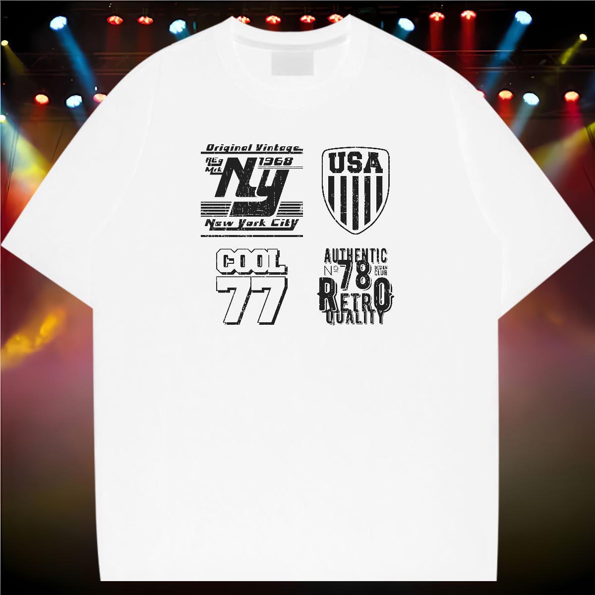 Classic Casual T Shirt For Man letter Tee Shirt 230g 100% Cotton Street wear Hip Hop Brand White Plus Size Breathable Soft Men Tops Tees