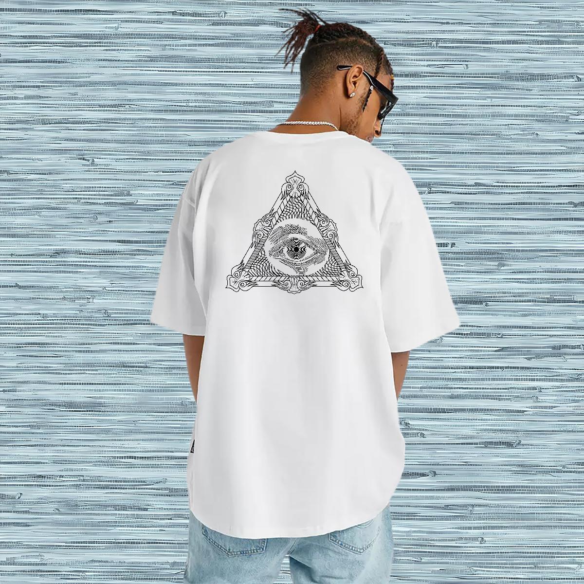 DIY Customized Mens T Shirts eye of the devil Polos 230g 100% Cotton Street Casual Loose Customized Print Crew Neck Tshirt for Man Woman