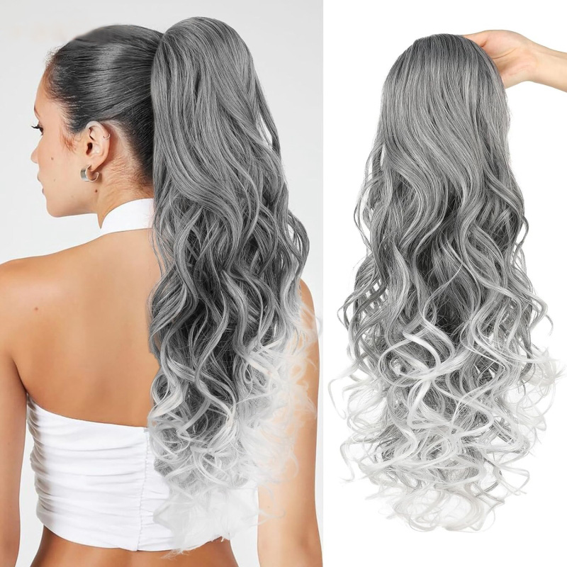 Ponytails Synthetic Hair Drawstring Ponytail Curly Wavy High Temperature Fiber 26inch Hair Extensions 4H27D# 8/33A# T2/1001#