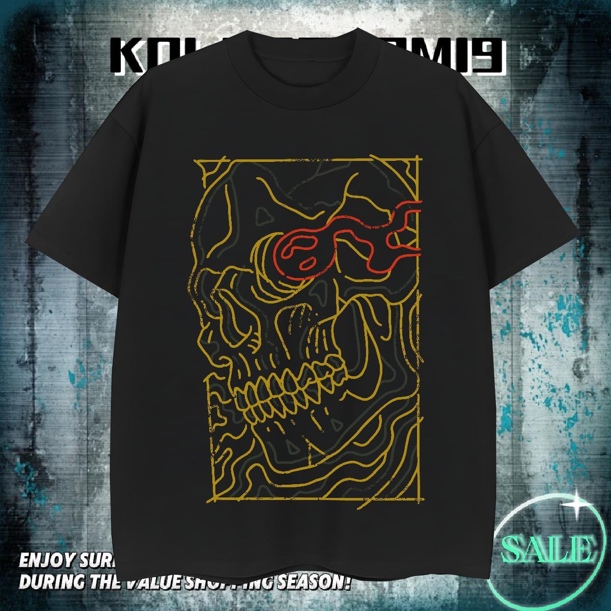 2024 Designer Mens T Shirts skull Top Tees 230g Pure Cotton Hip Hop Street Popular DIY O Neck Short Sleeves Men Tees
