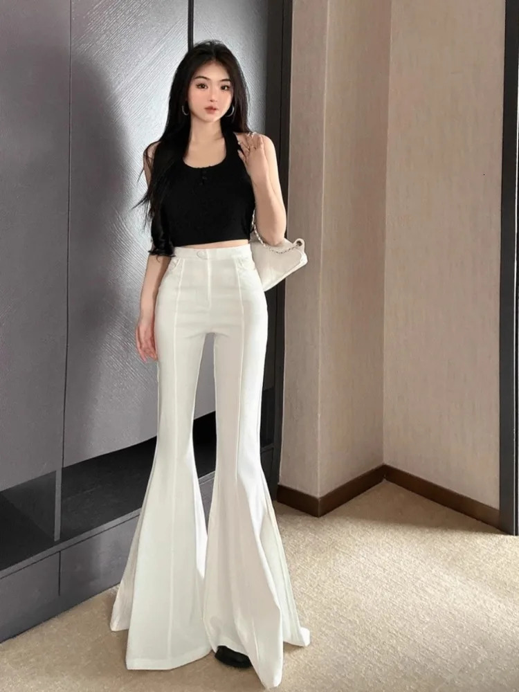 Ezgaga Women Pants High Waist Spring Summer Slim Solid Flare Long Trouser Sexy Streetwear Fashion Ladies Elegant Chic Casual 240807