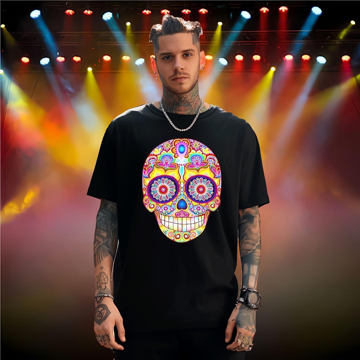 DIY T shirt skull Polos 230g 100% Cotton Outdoor Free Shipping Asian Size Breathable Soft Men Tees