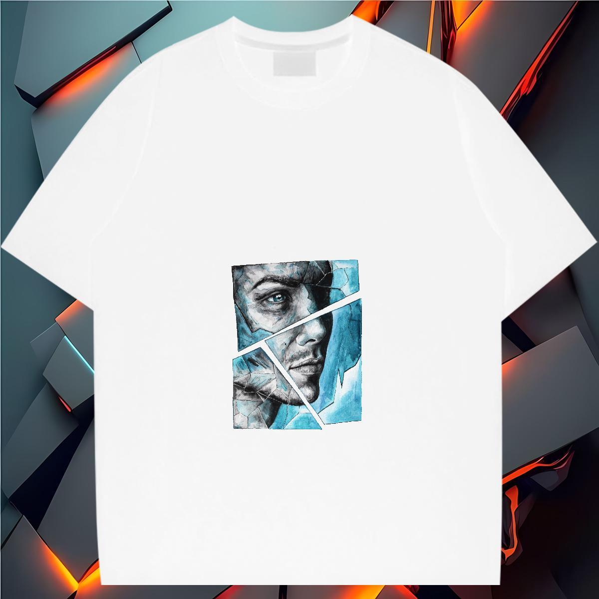 2024 T Shirts Men portrait Clothes 230g Pure Cotton Casual Beach Comfortable Plus Size Custom Short Sleeve O-Neck Mens Tshirts