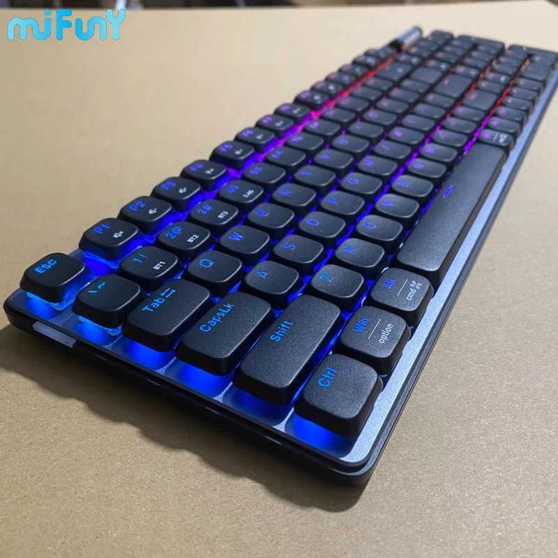MiFuny Mechanical Keyboard 87 Keys Wireless Low Profile Hot Swap Ultra Thin Switch Metal Panel RGB Gaming Office Work KeyboardsM240715