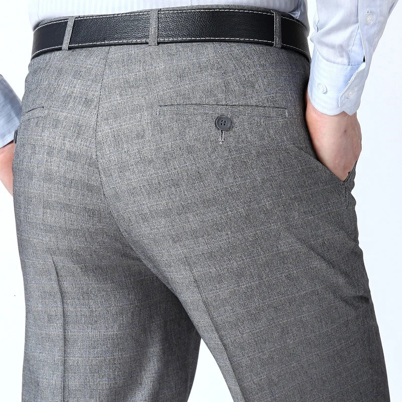 Pants Suit Men Length Classic Summer Grey Dress Trousers Office Business Male Big Size 44 42 40 240806