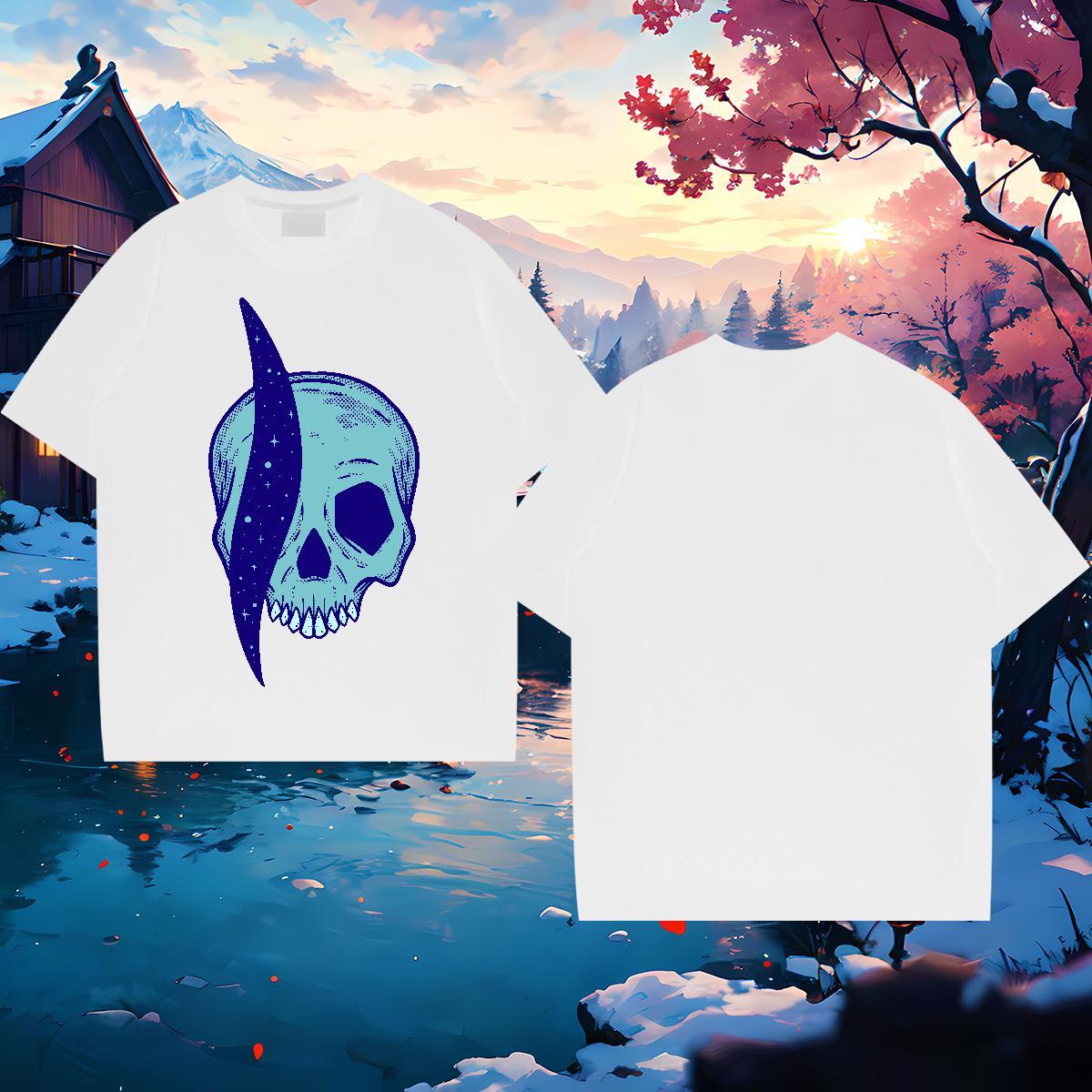 Classic T shirt skull Tees 230g 100% Cotton Sports Casual Loose Fit Plus Size Custom Breathable Short Sleeve Mens Tshirts