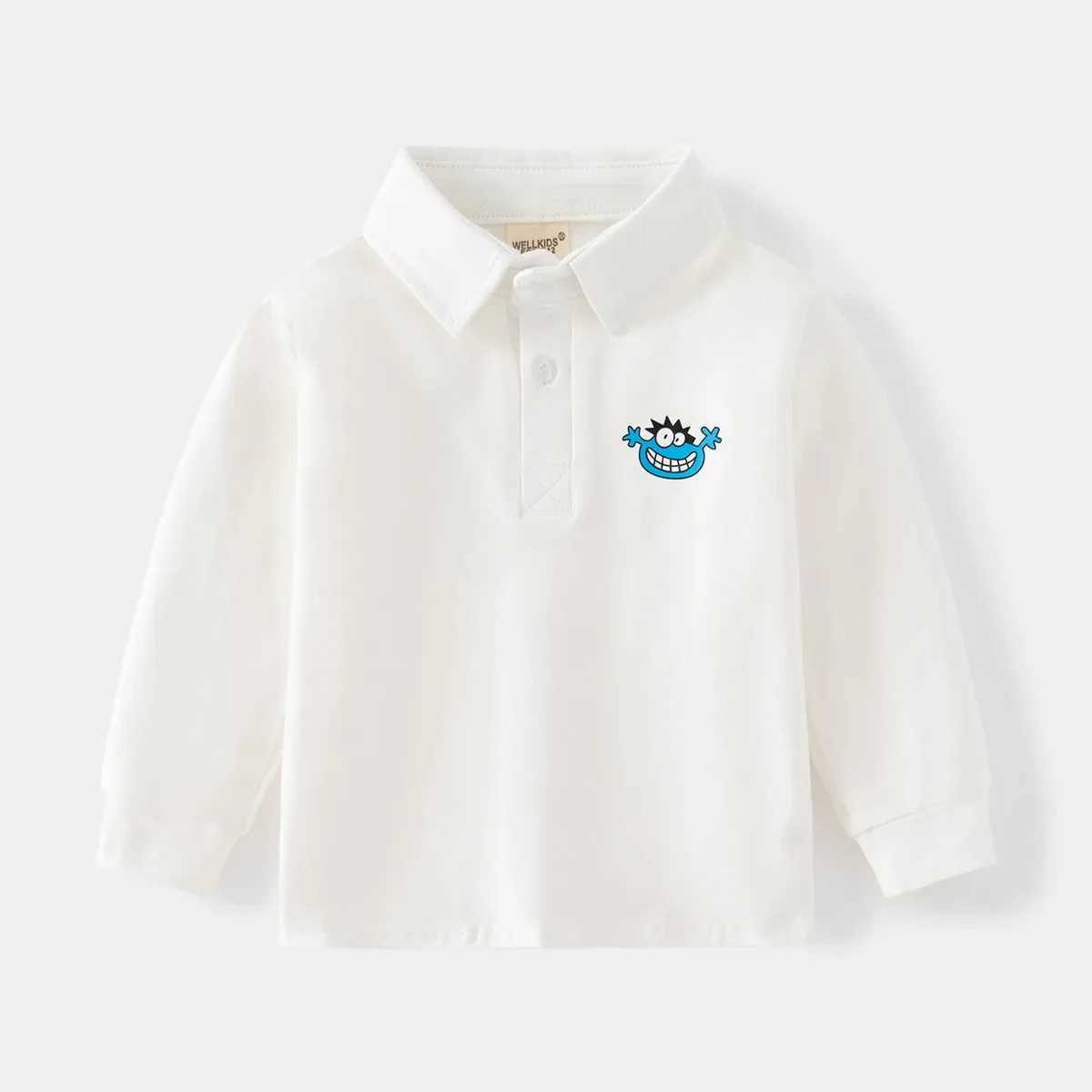 Spring and Autumn boys long sleeved casual cotton printed T-shirt childrens loose polo shirt 3-8 years old 4 colors W241223