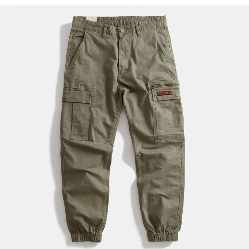 Heavyduty washed microelastic leg pants American loose mens multipocket overalls and small feet outdoor casual 240806