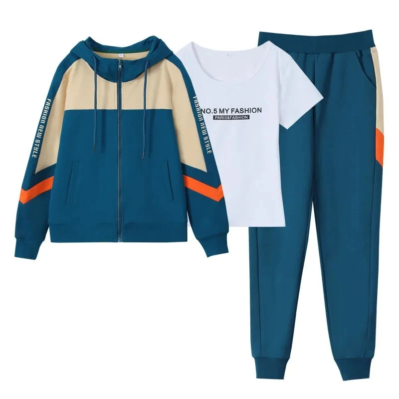 Mother Clothes 3 Piece Set Spring Autumn Fashion Casual Sports Suits Middle-Aged Women Sportswear Tracksuits Outfit 4XL 240807