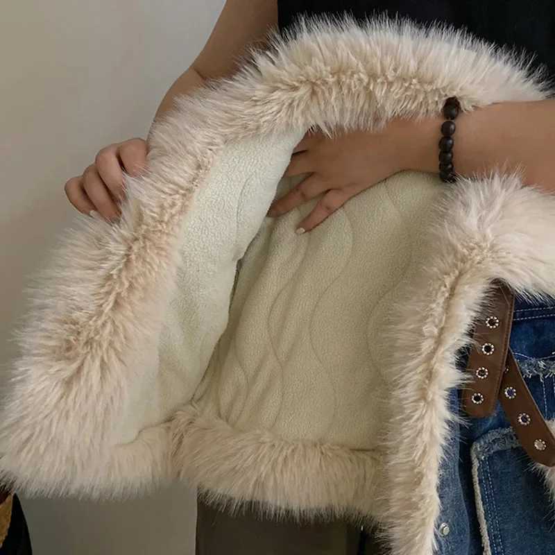 Parkas Winter Season Girl New Fur Lapel Collar Thickening Cowboy Coat Plush Outerwear Fashion 2023 Long Sleeve Cool Y240803