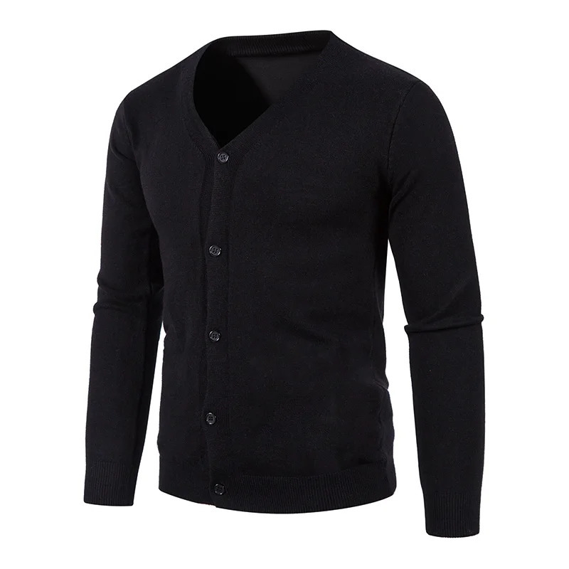 Autumn Mens Knitted Cardigan Thin V-neck Basic Elastic Slim Fit Thin Sweater Solid Color Casual Versatile Coat 240814