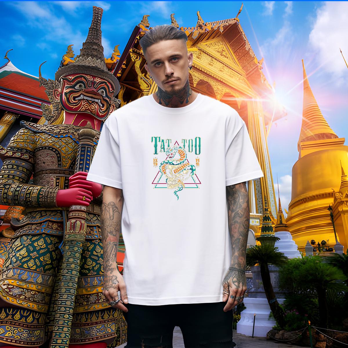 2024 T-Shirts skull Polos 230g Cotton Beach Popular Oversized 4XL Breathable Crew Neck Men Tops Tees