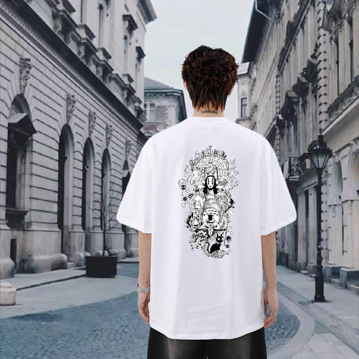 DIY T-Shirts eye of the devil Tops Shirt 230g Pure Cotton Anime Printing Street High Quality Cartoon Printing L-4XL Crew Neck Men Tshirts